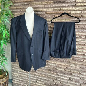 Fratelli Tallia Di Delfino Hand Tailored Mens Navy Blue Suit 48 -50 R